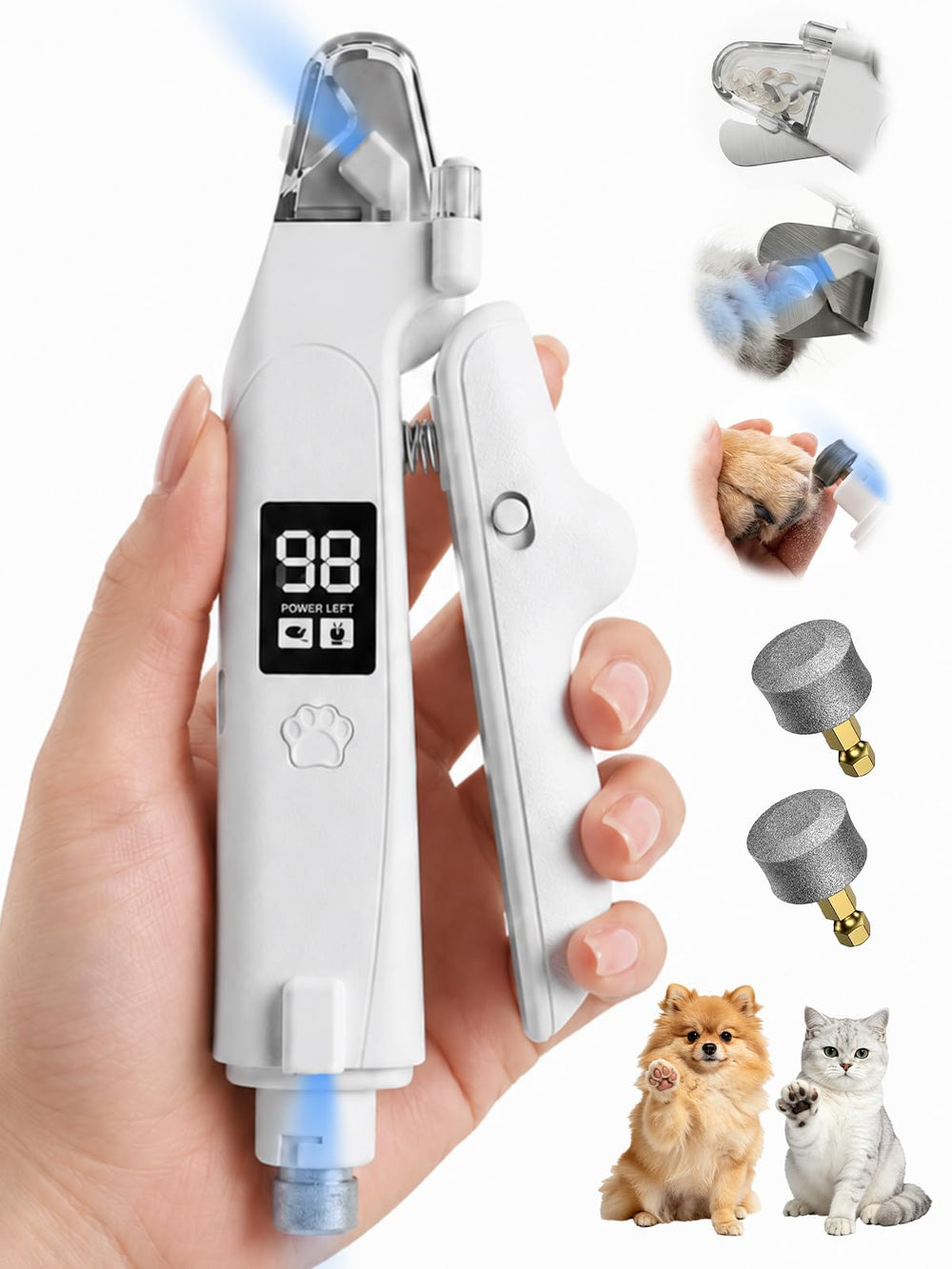 Taglia-unghie 2 in 1 con Luce LED per Cani e Gatti