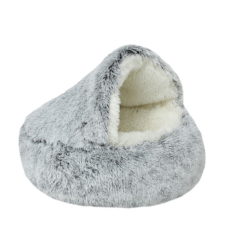 Lettino Invernale in Peluche Semi-chiuso per Cani e Gatti